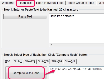 Hash Text option