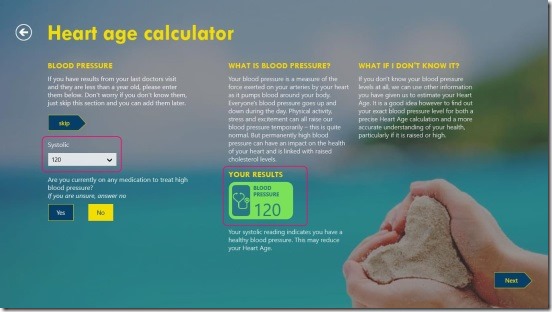 Heart Age - blood pressure