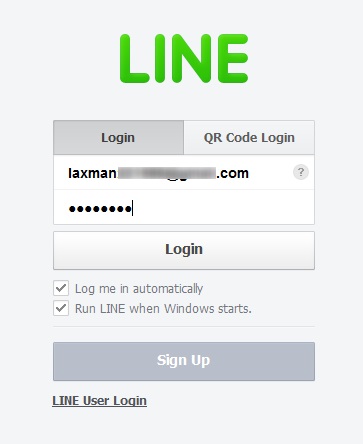LINE PC application- login
