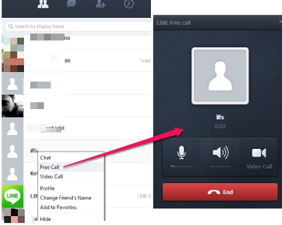 LINE application for PC to make calls from PC to phones