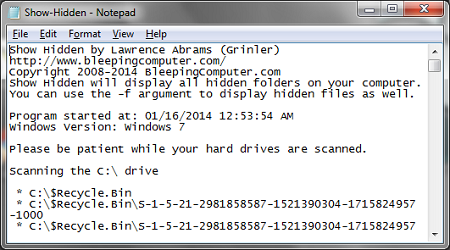 List Hidden Folder and Files - Show Hidden - Report (Log)