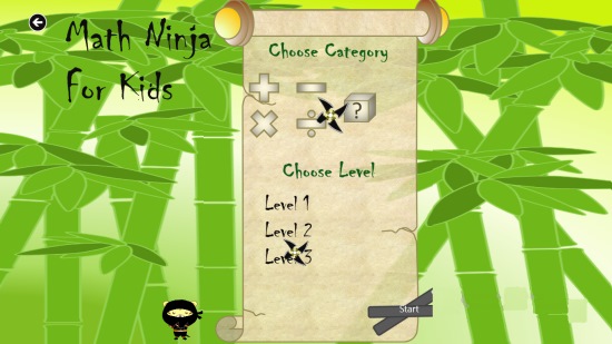 Math Ninja For Kids- Choose operation and level