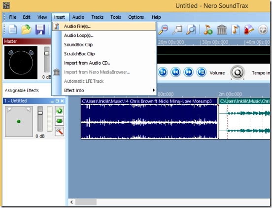 Nero SoundTrax - importing audio files