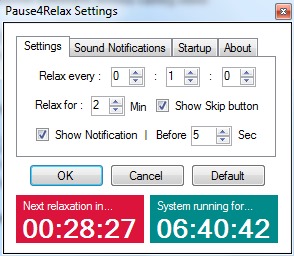 Pause 4 Relax- adjust settings