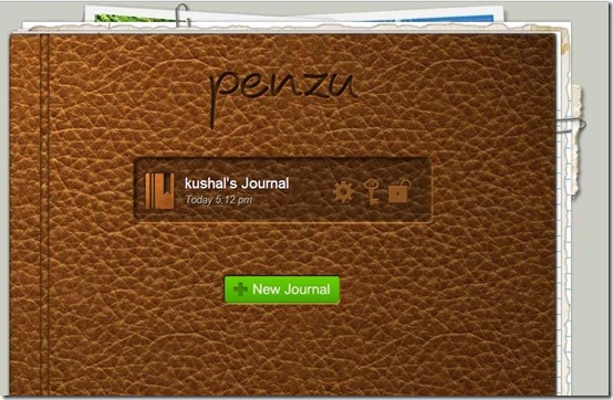 Penzu-online diary-interface
