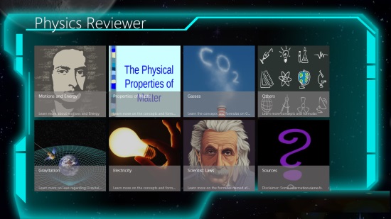 Physics Reviewer- Main Menu Screen
