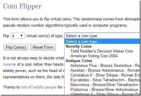 Random.org Coin Flipper