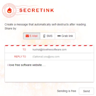 SecretInk- email option