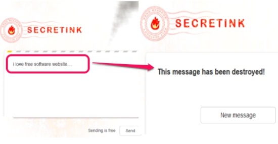 SecretInk- send self-destructing emails or messages
