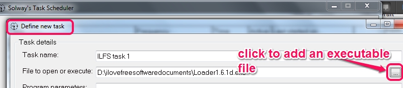 Solway's Task Scheduler- provide source location of an executable file