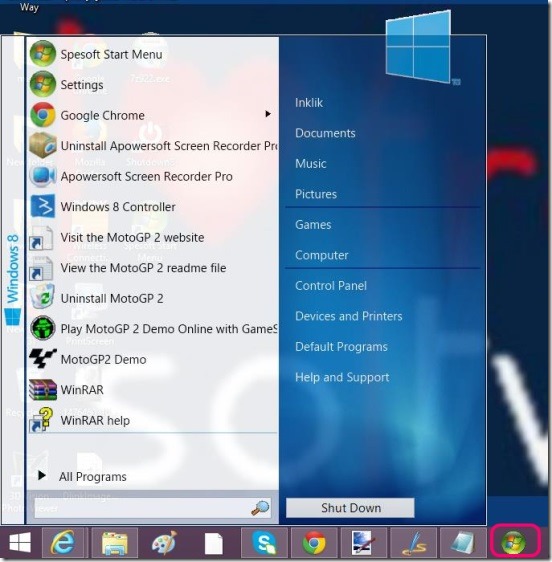 Spesoft Windows 8 start menu