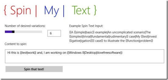Spin My Text - example result