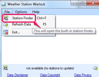 Weather Station Warlock- access station finder option