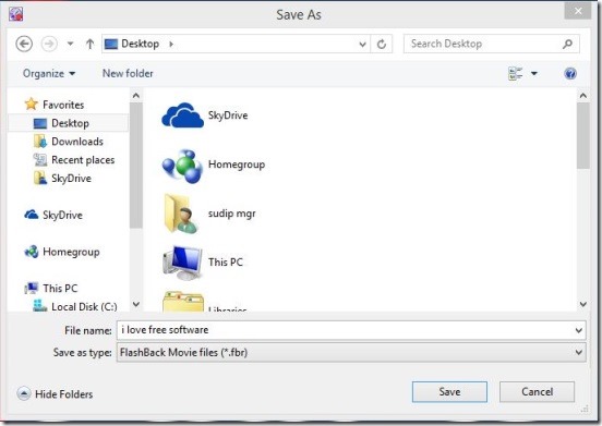 Windows 8 tutorial - saving recording