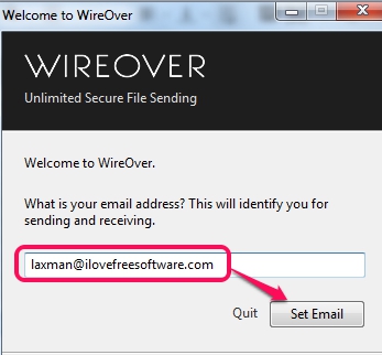 WireOver- set email