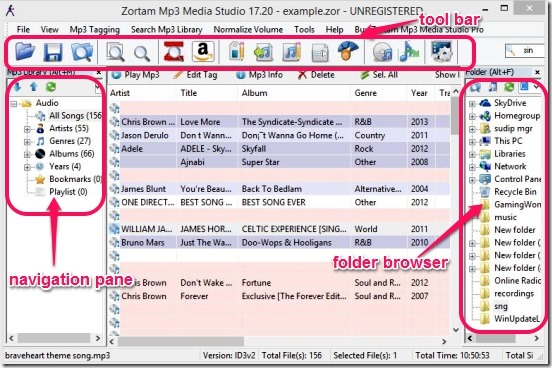 Zortam Mp3 Media Studio - UI