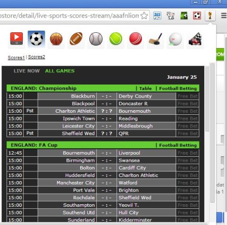 chrome soccer score tracking live sports scores