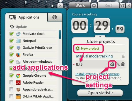 create a project and add applications