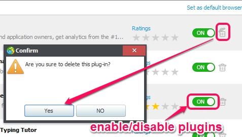 delete plugins, enable disable plugins