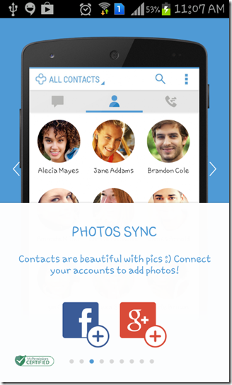 Contacts + Android app