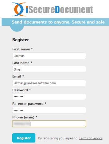 iSecureDocument- create an account