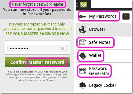 password manager app on android