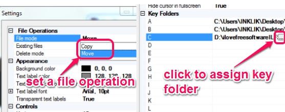 select file operation and assing key folders