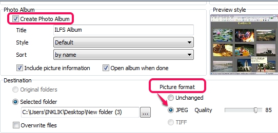 select output format