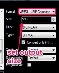 select output size and format