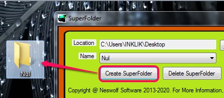 use create SuperFolder button