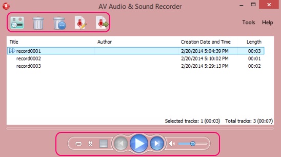 AV Audio & Sound Recorder - record list