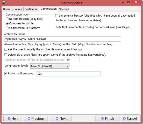 Backup Aider - applying compression filters