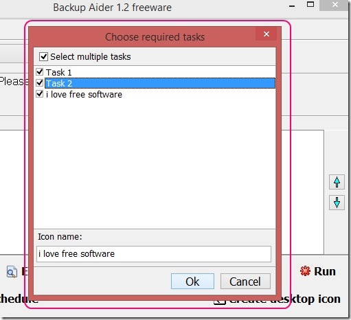 Backup Aider - choosing backup modules for batch backup
