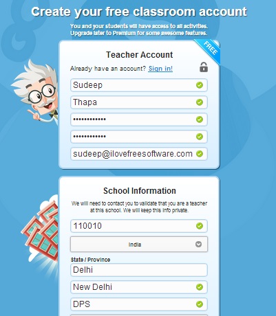 BuzzMath - creating teacher account and adding class details