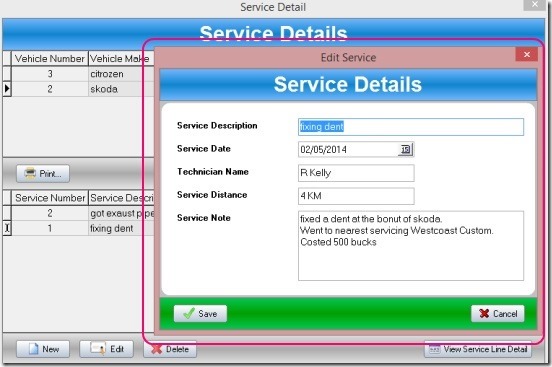 DIY Vehicle - enetring servicing detail