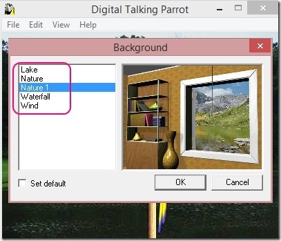 Digital Talking Parrot - changing background