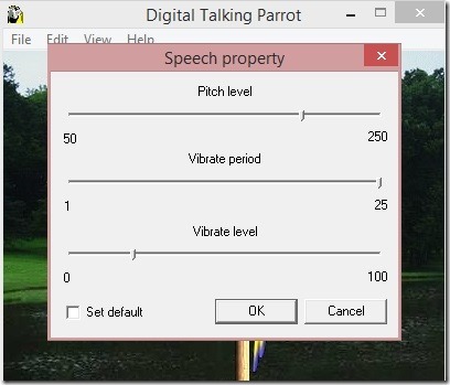 Digital Talking Parrot - changing speech sliders