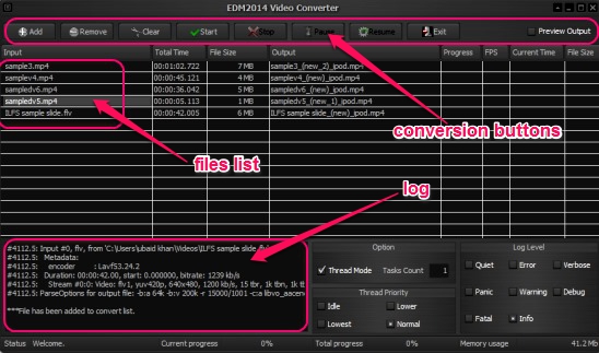 EDM Video Converter - interface
