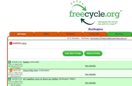 Freecycle-barter goods online-barter list