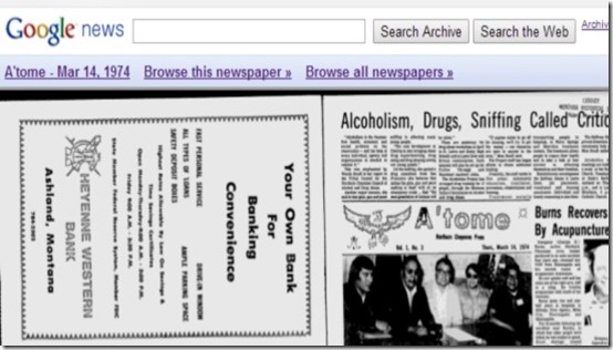 Google Newspaper Archive showing  edition of a particular date