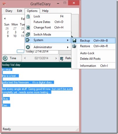 GraffieDiary - saving backup