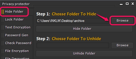 Hide Folder option