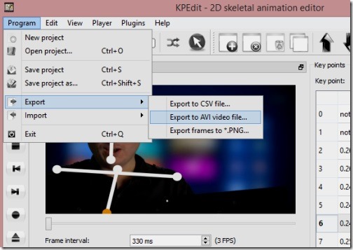 KPEdit.jpg - exporting animation