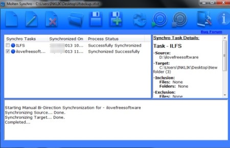 Molten-Synchro-interface-free folder synchronization software