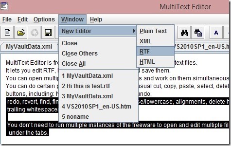 MultiText Editor - opening new file in new tab