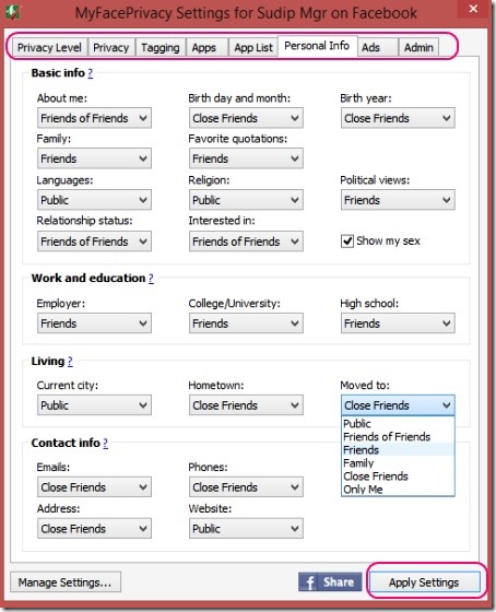 MyFacePrivacy - advanced privacy settings