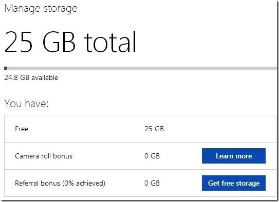 OneDrive Extra Free Storage Space