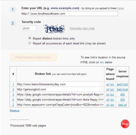 Online Broken Link Checker