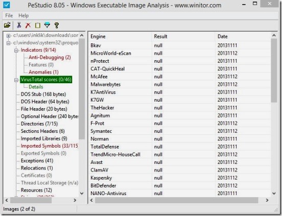PeStudio - virustotal report
