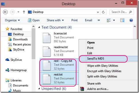 SendTo MD5 - adding files